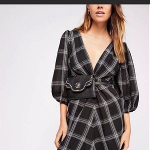 Free people plaid dress black size 10
